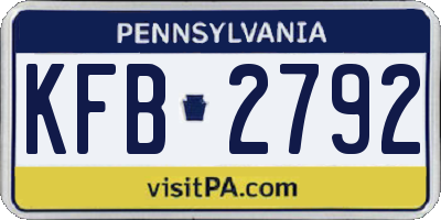 PA license plate KFB2792