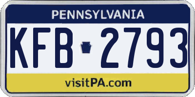 PA license plate KFB2793