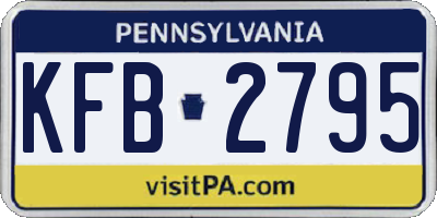 PA license plate KFB2795