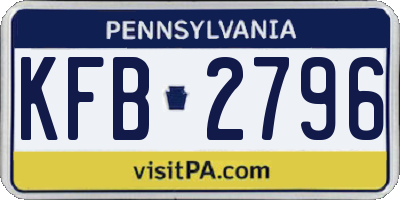 PA license plate KFB2796