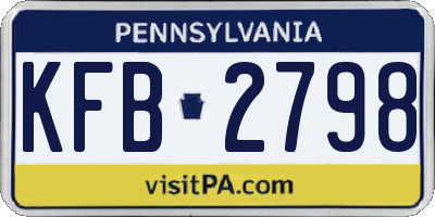 PA license plate KFB2798
