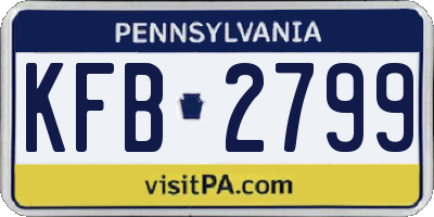PA license plate KFB2799