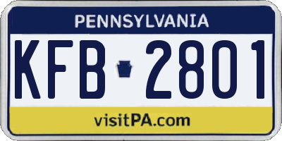 PA license plate KFB2801