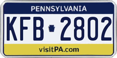 PA license plate KFB2802