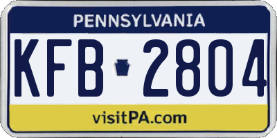 PA license plate KFB2804