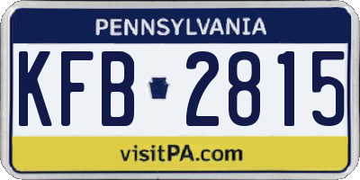 PA license plate KFB2815