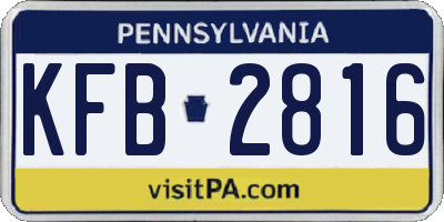 PA license plate KFB2816