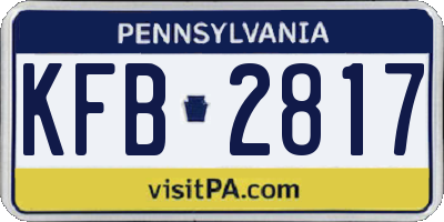 PA license plate KFB2817