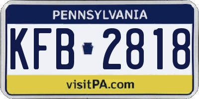 PA license plate KFB2818
