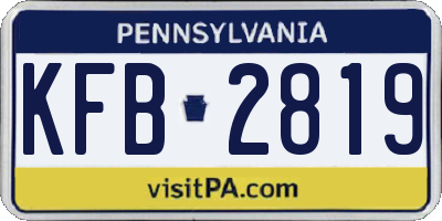 PA license plate KFB2819