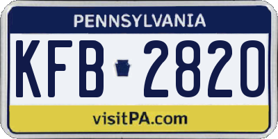 PA license plate KFB2820