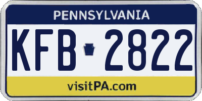 PA license plate KFB2822