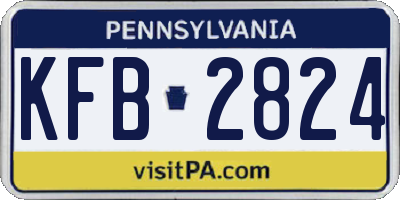 PA license plate KFB2824