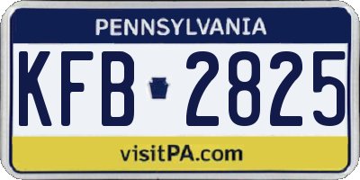PA license plate KFB2825
