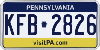 PA license plate KFB2826
