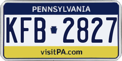 PA license plate KFB2827