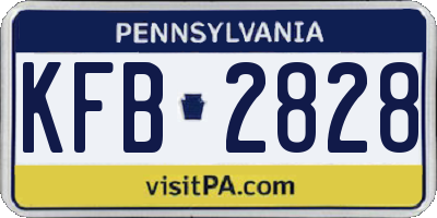 PA license plate KFB2828