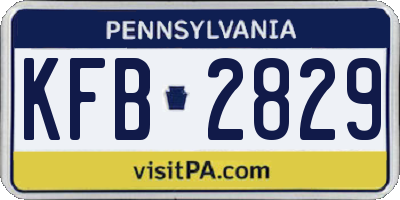 PA license plate KFB2829