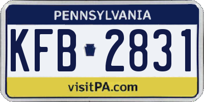 PA license plate KFB2831