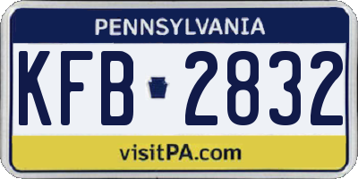 PA license plate KFB2832