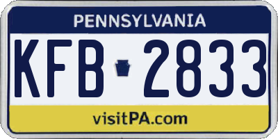 PA license plate KFB2833