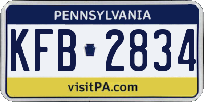 PA license plate KFB2834