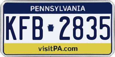 PA license plate KFB2835