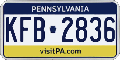 PA license plate KFB2836