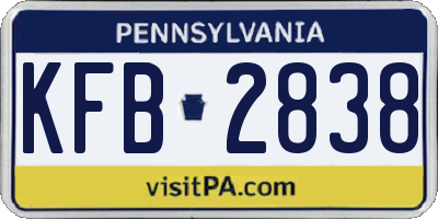 PA license plate KFB2838