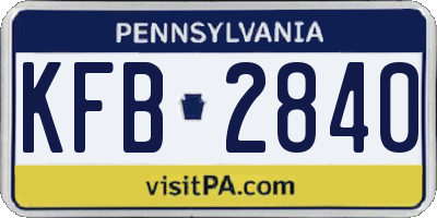 PA license plate KFB2840