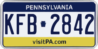 PA license plate KFB2842