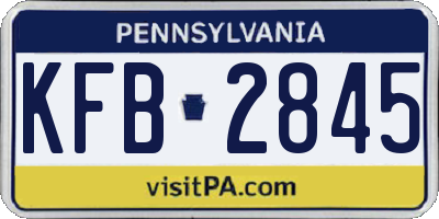 PA license plate KFB2845