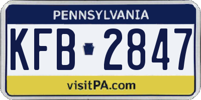 PA license plate KFB2847
