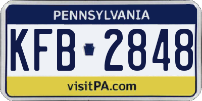 PA license plate KFB2848