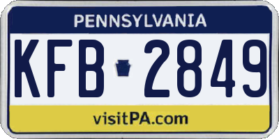 PA license plate KFB2849