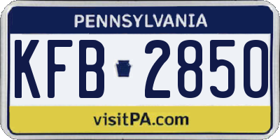 PA license plate KFB2850