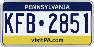 PA license plate KFB2851