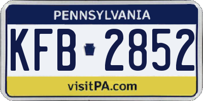 PA license plate KFB2852