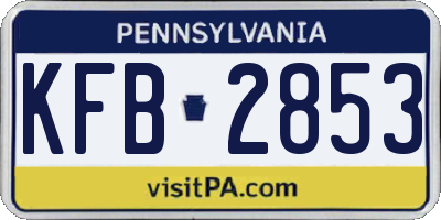 PA license plate KFB2853