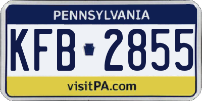PA license plate KFB2855