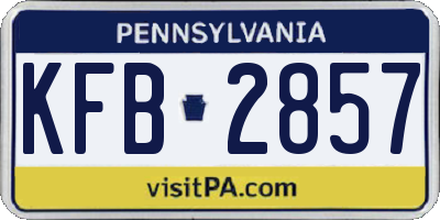 PA license plate KFB2857