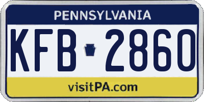 PA license plate KFB2860