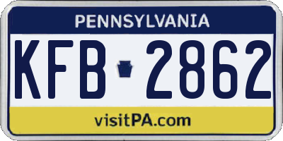 PA license plate KFB2862