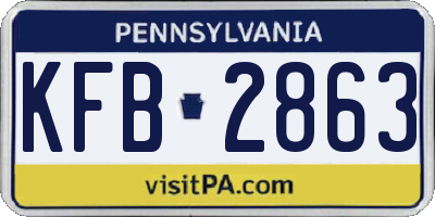 PA license plate KFB2863