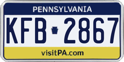 PA license plate KFB2867