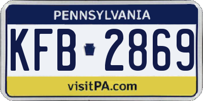 PA license plate KFB2869