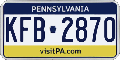PA license plate KFB2870