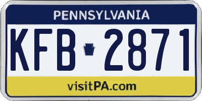 PA license plate KFB2871