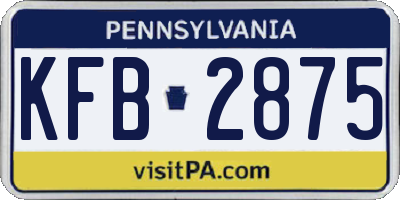 PA license plate KFB2875
