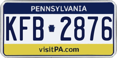 PA license plate KFB2876
